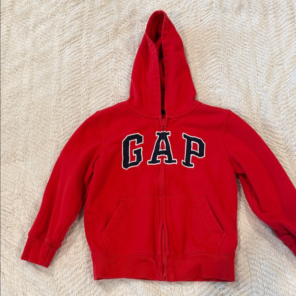 GAP Kids Red Full-Zip Hoodie with Logo